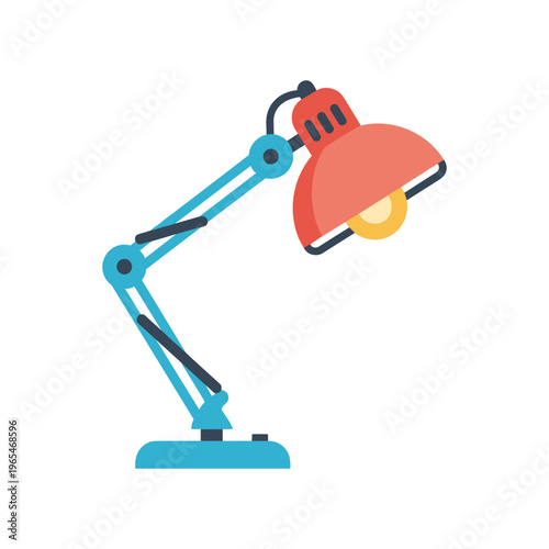 modern desk lamp with adjustable arm and glowing bulb vector illustration