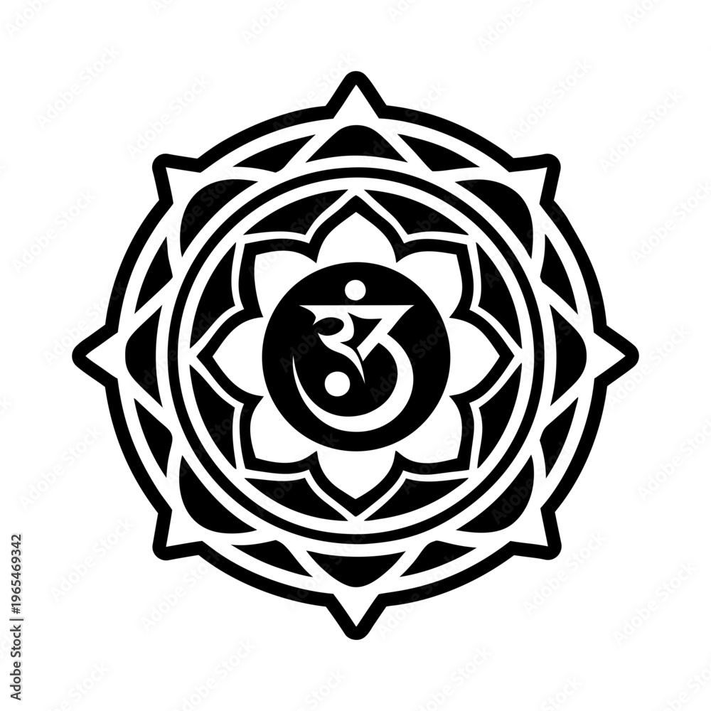 Naklejka premium Sanskrit chakra symbol icon in solid style