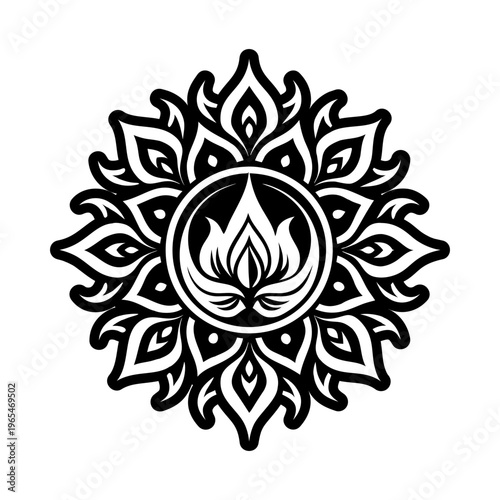 A glyph style icon of fire lotus symbol