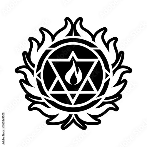 A filled style icon of flame chakra symbol