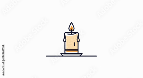 A lit candle in a stylized, minimalist illustration on a white background