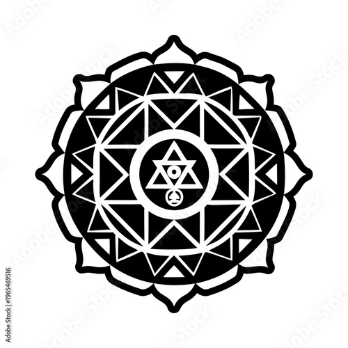 Geometric mandala symbol icon in solid style