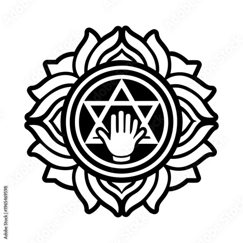 A solid style icon of meditation hand symbol