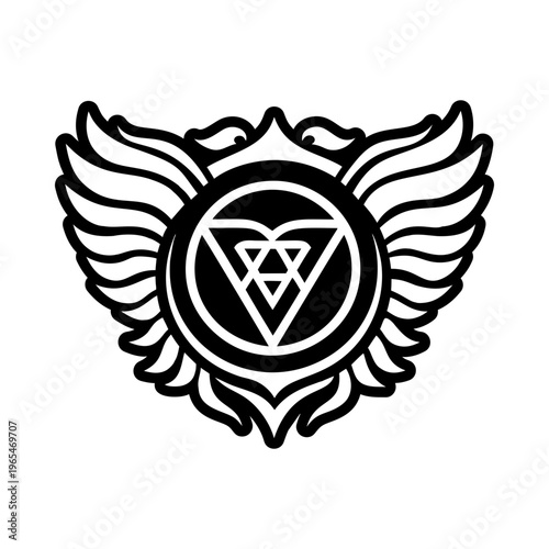 A glyph style icon of sacred wings symbol