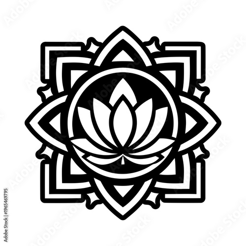 A filled style icon of lotus flower symbol