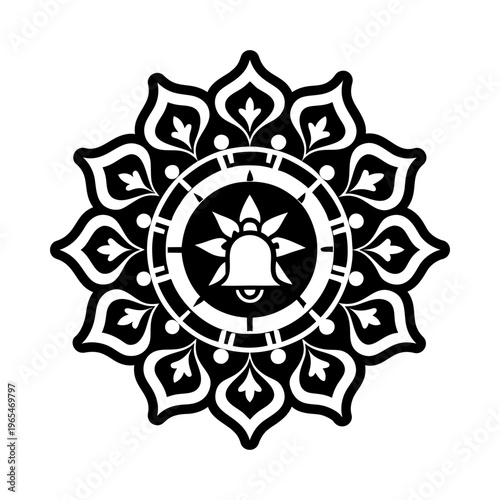 Meditation bell icon in filled style