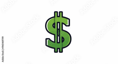 A simple, stylized green dollar sign with a dark outline