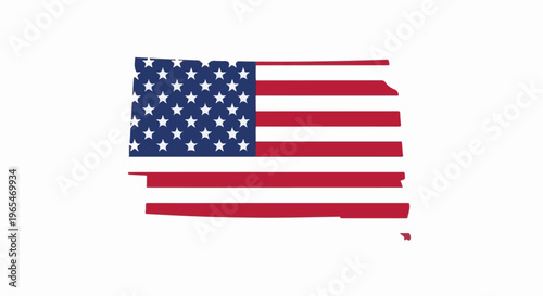 A United States flag is superimposed on a white background, forming a distinct outline