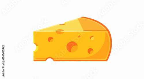 A triangular wedge of yellow cheese with various-sized holes