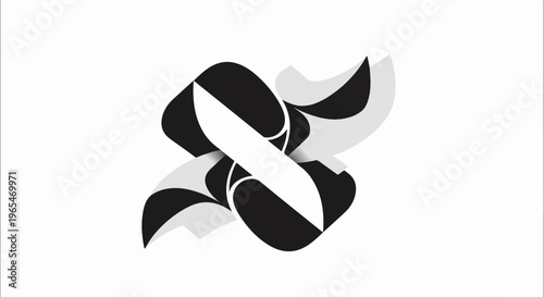 Abstract form in black, white, and grey, with soft shadows