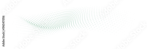 Soft green halftone wave across a bright white canvas, airy dots forming a gentle flowing ribbon, elegant minimal tech backdrop for banners, websites,eps10