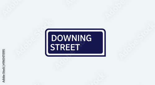 Blue sign with white text reading Downing Street