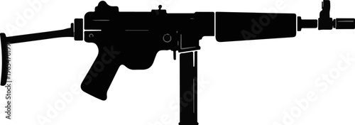 Silhouette of a compact submachine gun with a folding stock