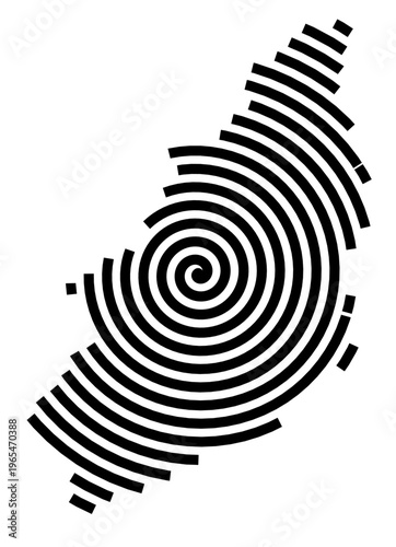 Symbol Map of the city Rotenburg a.d.Fulda (Hessen, Germany) showing the city with a black spiral line