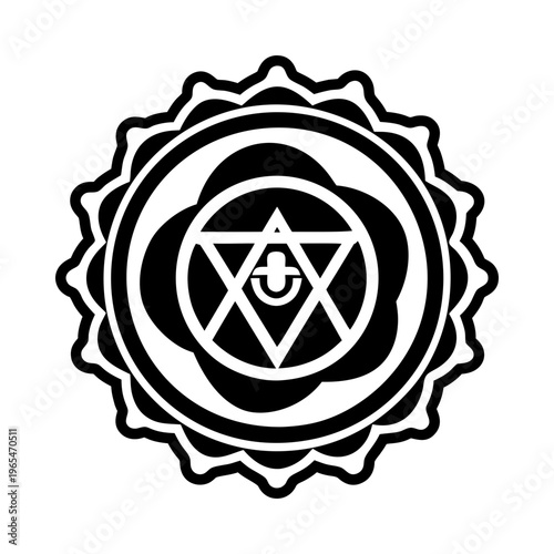 A solid style icon of spiritual chakra symbol