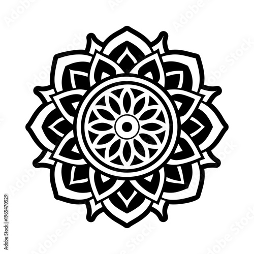 A solid style icon of a floral tattoo sign