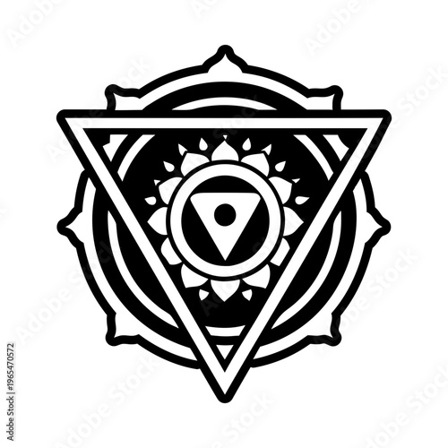 Sacred triangle symbol, glyph style icon
