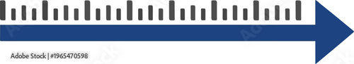 Horizontal arrow pointing right, superimposed on a ruler graphic