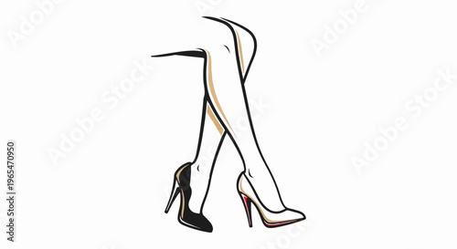 Stylized illustration of elegant female legs in high-heeled shoes