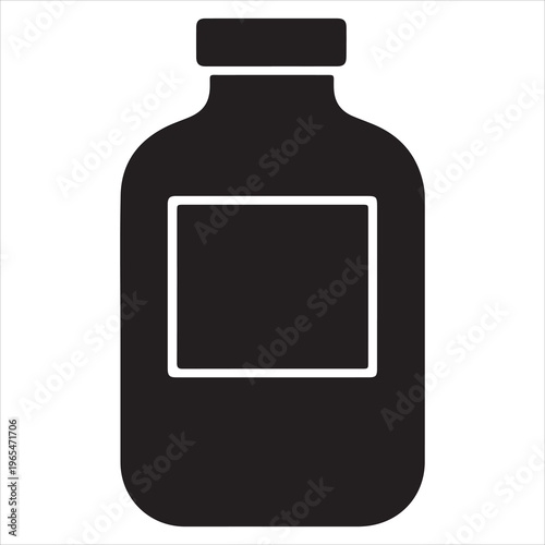 A black and white icon of a bottle