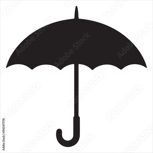 A black umbrella on a white background