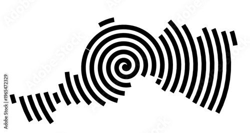 Symbol Map of the city Bobingen (Bayern, Germany) showing the city with a black spiral line