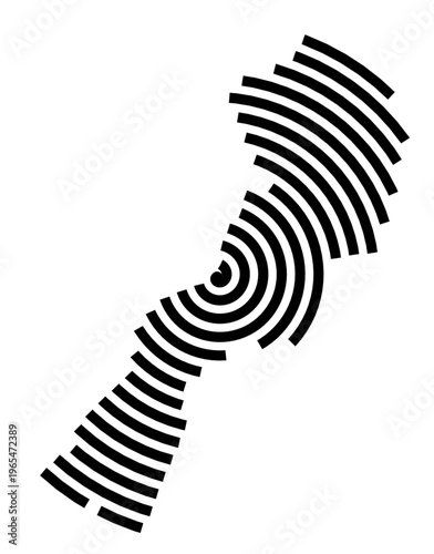 Symbol Map of the city Burghausen (Bayern, Germany) showing the city with a black spiral line