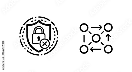 Icons for zero trust architecture and trust graph, representing cybersecurity and network security