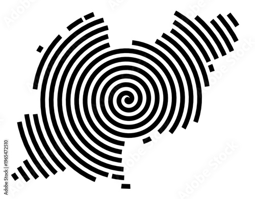 Symbol Map of the city Eichstätt (Bayern, Germany) showing the city with a black spiral line