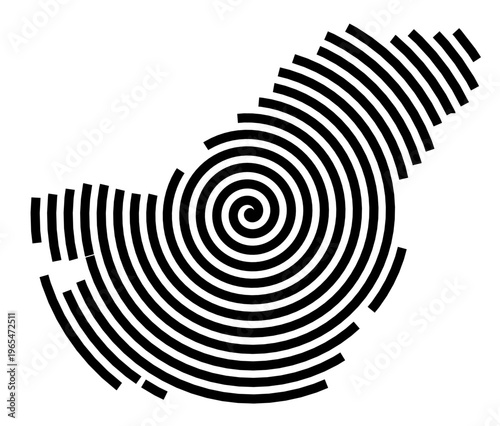 Symbol Map of the city Eichenau (Bayern, Germany) showing the city with a black spiral line