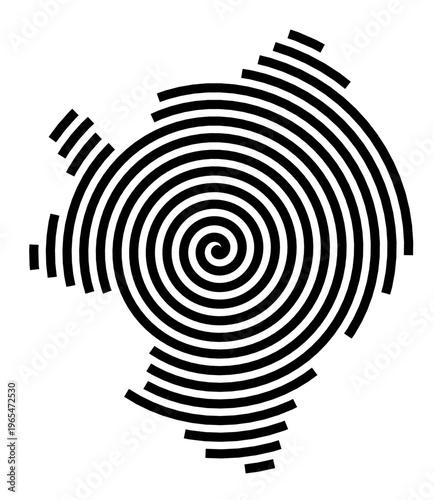 Symbol Map of the city Freilassing (Bayern, Germany) showing the city with a black spiral line