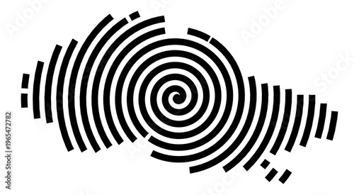 Symbol Map of the city Gilching (Bayern, Germany) showing the city with a black spiral line