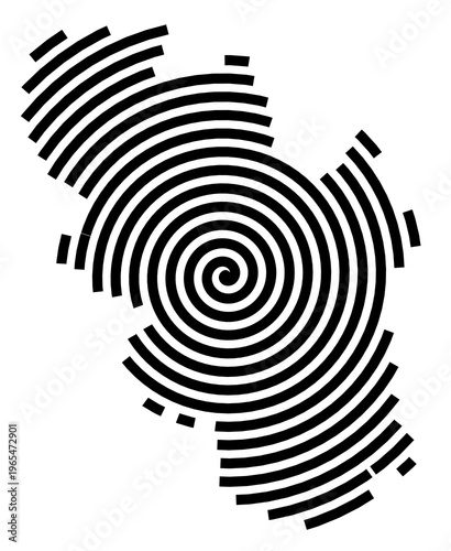 Symbol Map of the city Lappersdorf (Bayern, Germany) showing the city with a black spiral line