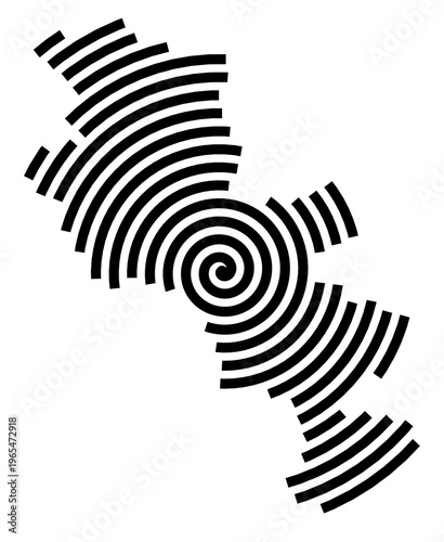 Symbol Map of the city Lichtenfels (Bayern, Germany) showing the city with a black spiral line