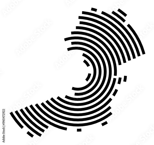 Symbol Map of the city Lenggries (Bayern, Germany) showing the city with a black spiral line