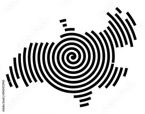 Symbol Map of the city Manching (Bayern, Germany) showing the city with a black spiral line