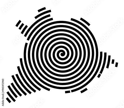 Symbol Map of the city Maisach (Bayern, Germany) showing the city with a black spiral line