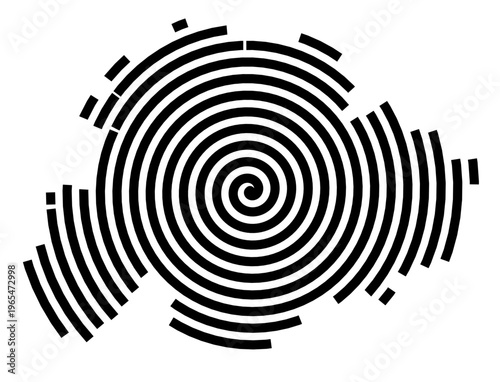 Symbol Map of the city Marktredwitz (Bayern, Germany) showing the city with a black spiral line