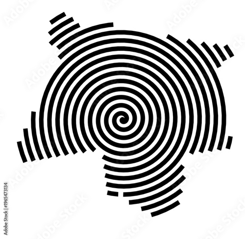 Symbol Map of the city Neutraubling (Bayern, Germany) showing the city with a black spiral line