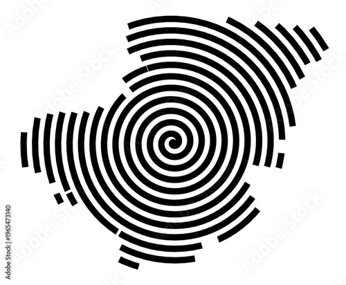 Symbol Map of the city Neusäß (Bayern, Germany) showing the city with a black spiral line