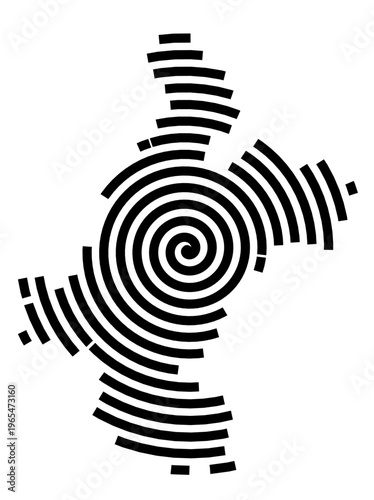 Symbol Map of the city Osterhofen (Bayern, Germany) showing the city with a black spiral line