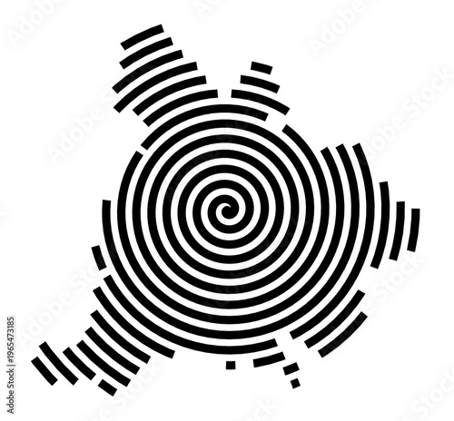 Symbol Map of the city Pegnitz (Bayern, Germany) showing the city with a black spiral line