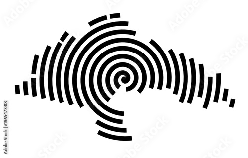 Symbol Map of the city Röthenbach a.d.Pegnitz (Bayern, Germany) showing the city with a black spiral line