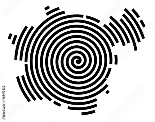 Symbol Map of the city Regen (Bayern, Germany) showing the city with a black spiral line