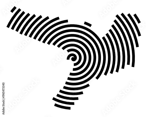 Symbol Map of the city Planegg (Bayern, Germany) showing the city with a black spiral line