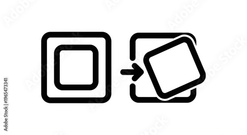 Icon: squares illustrating tweening process, smooth motion in digital graphics and design