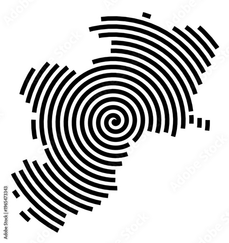 Symbol Map of the city Rothenburg ob der Tauber (Bayern, Germany) showing the city with a black spiral line