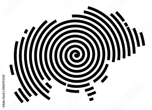 Symbol Map of the city Plattling (Bayern, Germany) showing the city with a black spiral line