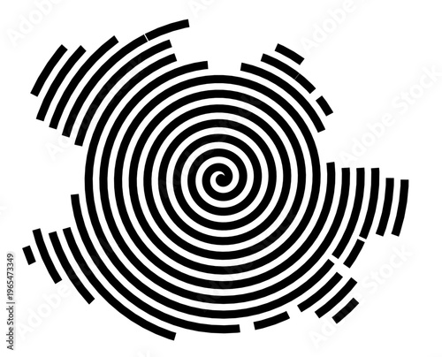 Symbol Map of the city Roßtal (Bayern, Germany) showing the city with a black spiral line