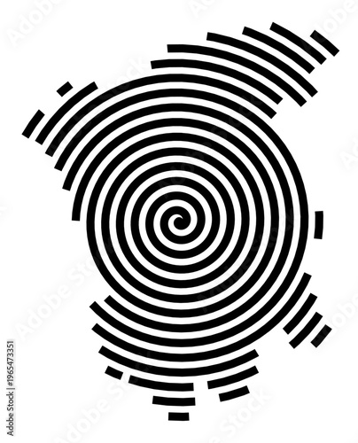 Symbol Map of the city Pfarrkirchen (Bayern, Germany) showing the city with a black spiral line